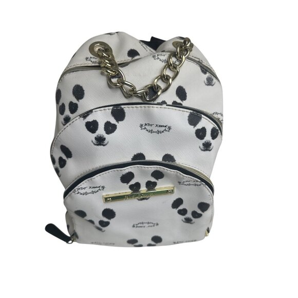 Betsey Johnson Cute Panda Print Backpack With Chain Accent Black & White - Picture 2 of 16